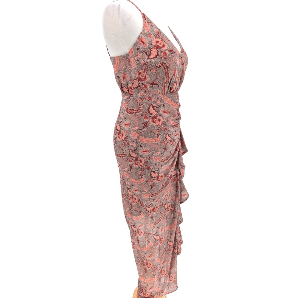 Floret Studios Ruffle Chiffon Midi Dress Teal Coral Floral Small Coquette Fairy‎ - Picture 7 of 16
